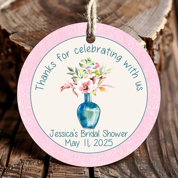 Personalized Rustic Floral Round Thank You Favor Tags