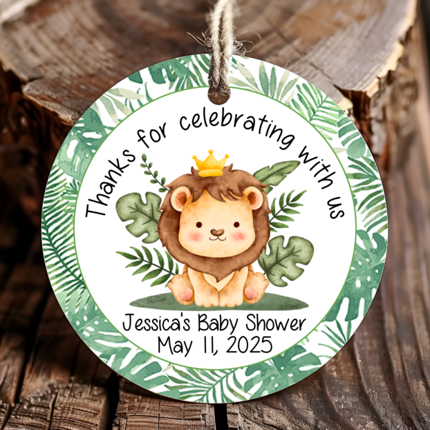 Personalized Jungle Safari Animal Round Thank You Favor Tags