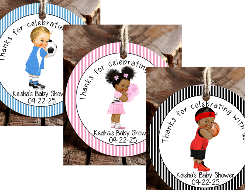 Personalized All Star Sport Round Thank You Favor Tags