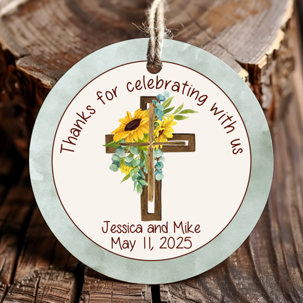 Personalized Sunflower Round Thank You Favor Tags