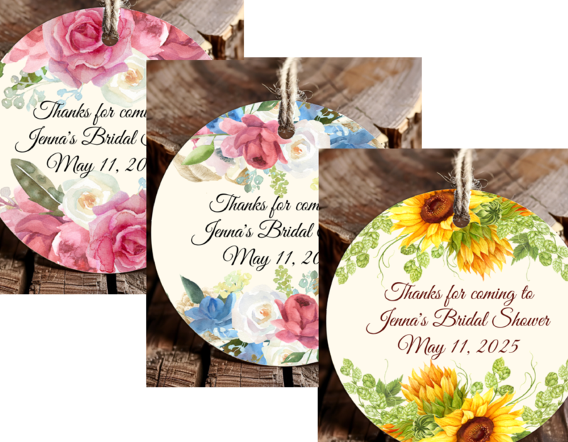 Personalized Top and Bottom Floral Round Thank You Favor Tags