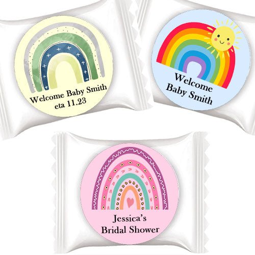 50 Personalized Rainbow Design Individual Mint Favors - Favors Today