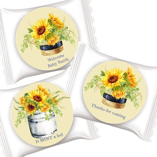 50 Personalized Sunflower Design Mint Party Favors Many Options - Favors Today