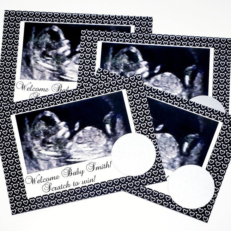 Add Your Sonogram Photo Baby Shower Personalized Scratch Off Game Card - Favors Today