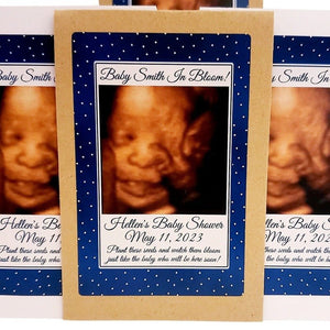 Add Your Sonogram Photo Boy Baby Shower Seed Packet Party Favors - Favors Today