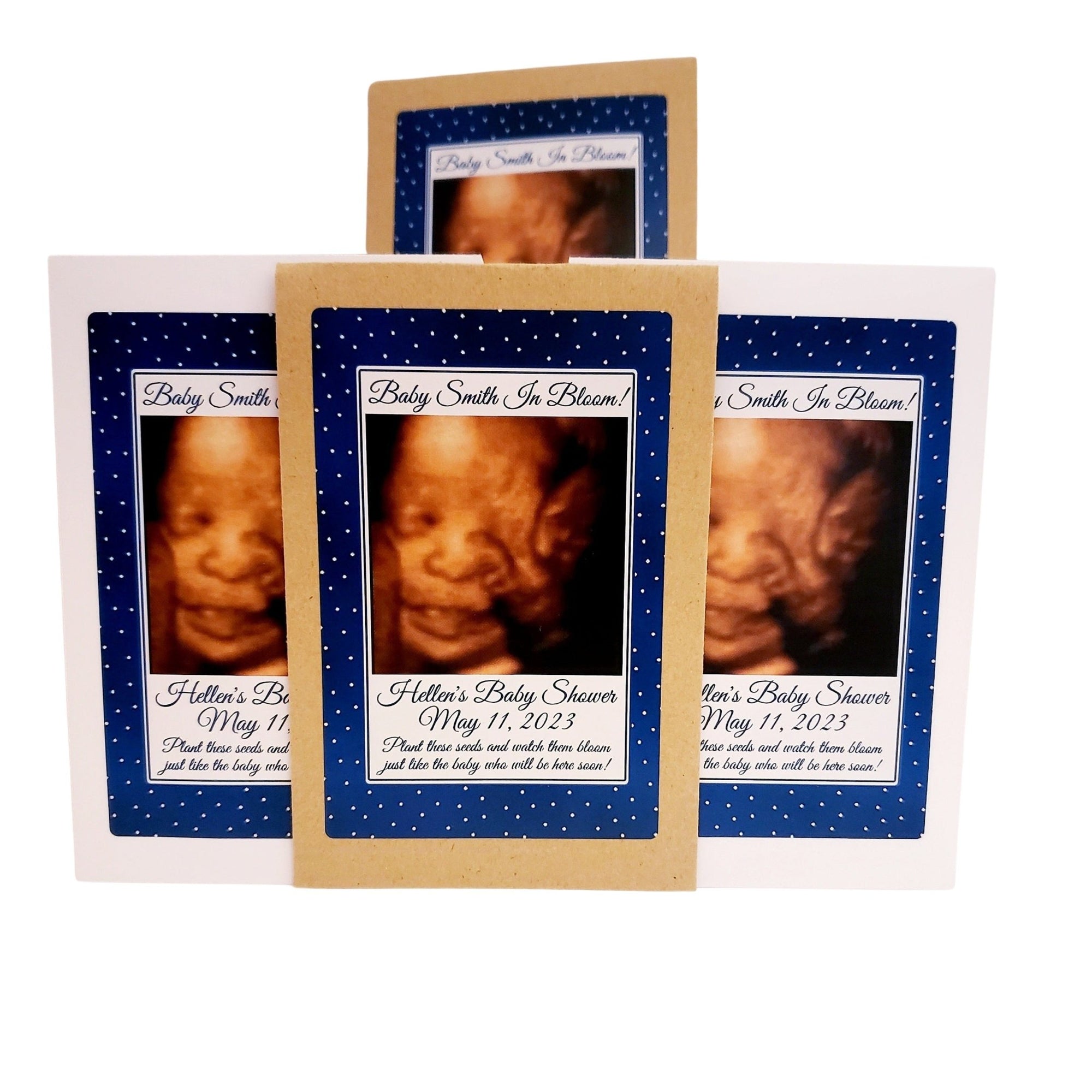 Add Your Sonogram Photo Boy Baby Shower Seed Packet Party Favors - Favors Today