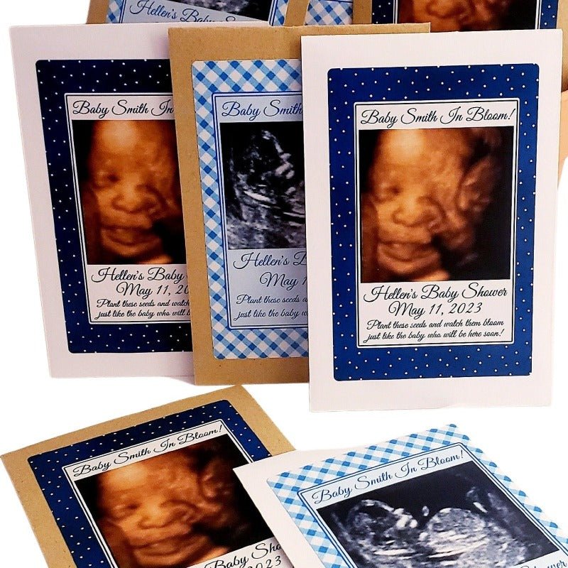 Add Your Sonogram Photo Boy Baby Shower Seed Packet Party Favors - Favors Today