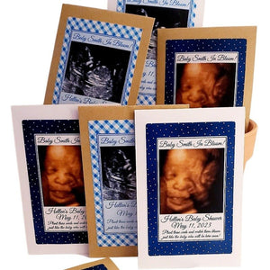 Add Your Sonogram Photo Boy Baby Shower Seed Packet Party Favors - Favors Today