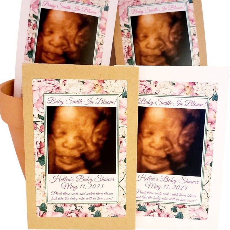 Add Your Sonogram Photo Girl Baby Shower Seed Packet Party Favors