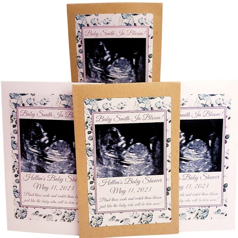 Add Your Sonogram Photo Girl Baby Shower Seed Packet Party Favors - Favors Today