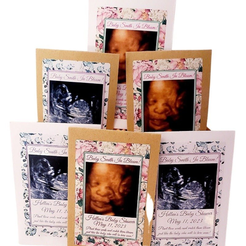 Add Your Sonogram Photo Girl Baby Shower Seed Packet Party Favors - Favors Today