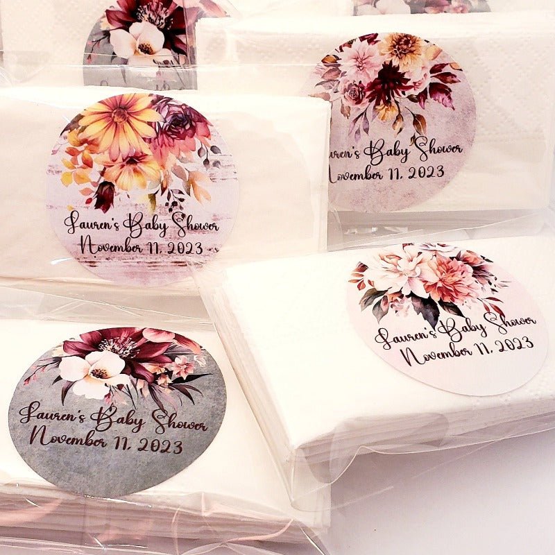 Custom Rustic Fall Floral Personalized Pocket Tissue Party Favors - Favors Today