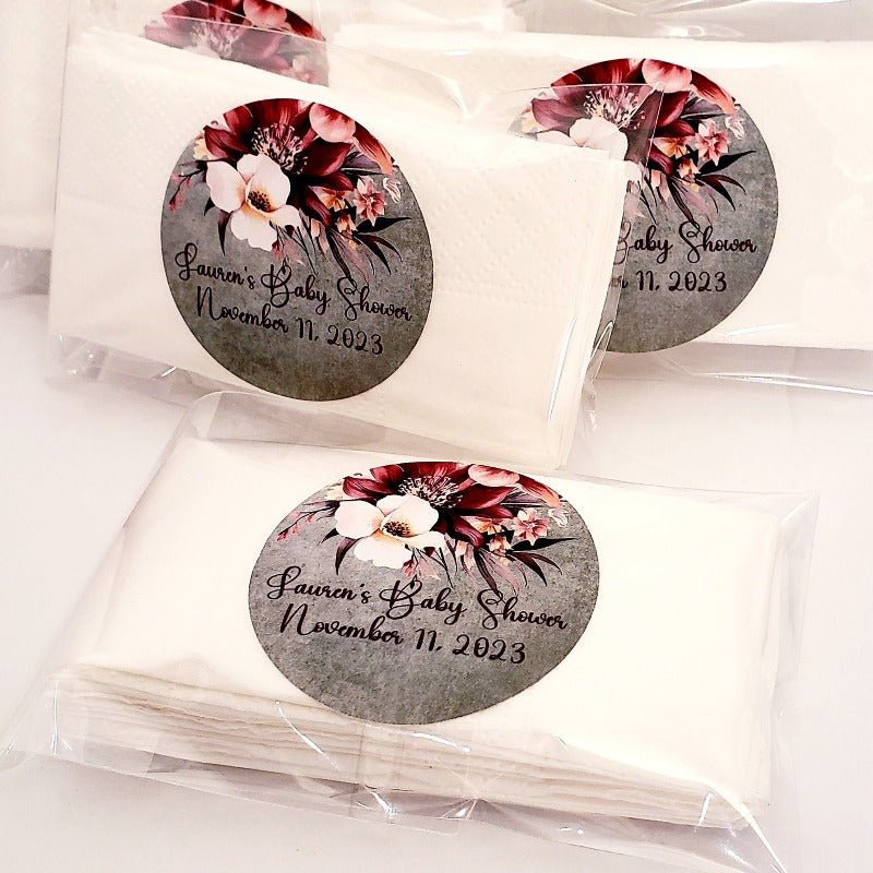 Custom Rustic Fall Floral Personalized Pocket Tissue Party Favors - Favors Today