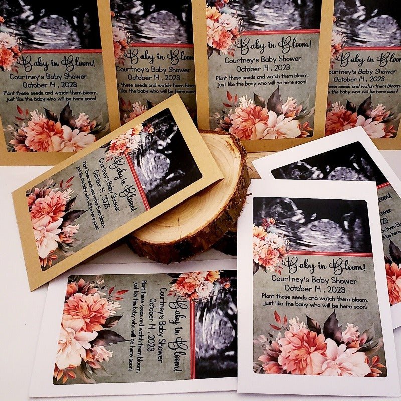 Custom Rustic Fall Sonogram Baby Shower Personalized Seed Party Favors - Favors Today