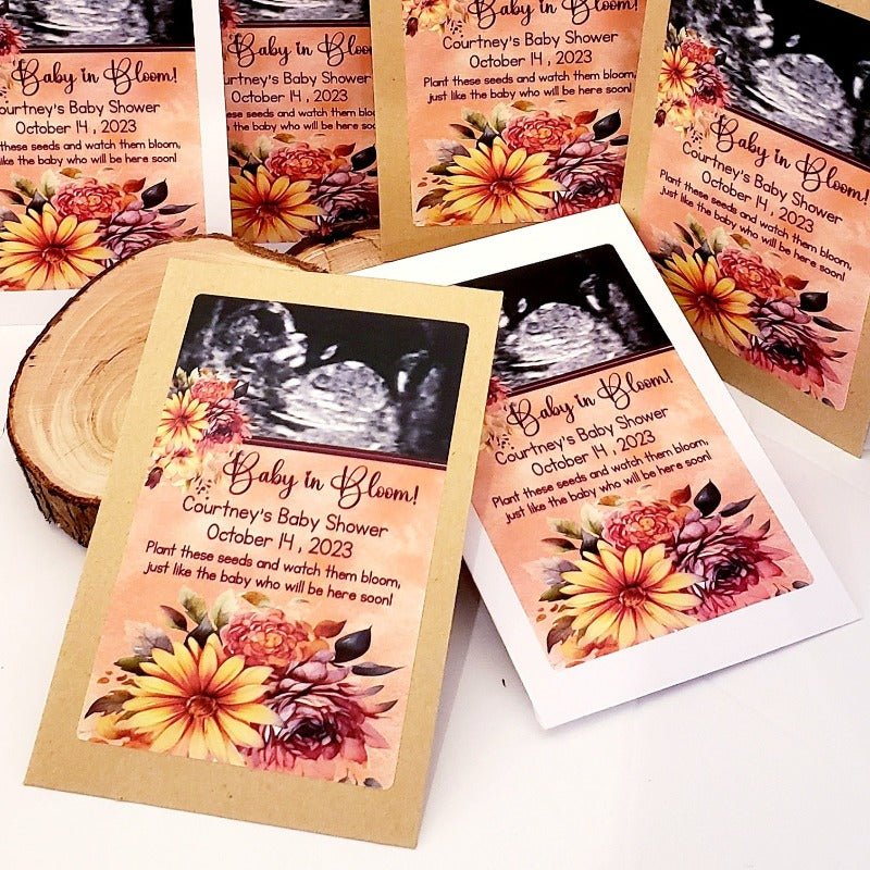Custom Rustic Fall Sonogram Baby Shower Personalized Seed Party Favors - Favors Today