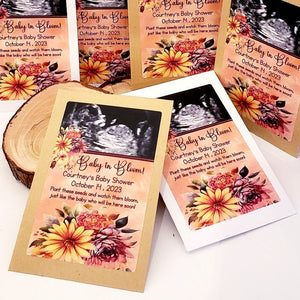 Custom Rustic Fall Sonogram Baby Shower Personalized Seed Party Favors - Favors Today