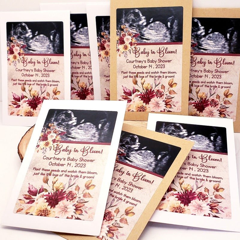 Custom Rustic Fall Sonogram Baby Shower Personalized Seed Party Favors - Favors Today