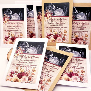 Custom Rustic Fall Sonogram Baby Shower Personalized Seed Party Favors - Favors Today