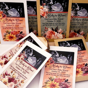 Custom Rustic Fall Sonogram Baby Shower Personalized Seed Party Favors - Favors Today