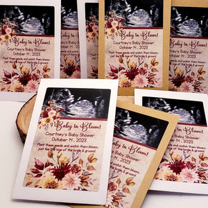 Custom Rustic Fall Sonogram Baby Shower Personalized Seed Party Favors - Favors Today