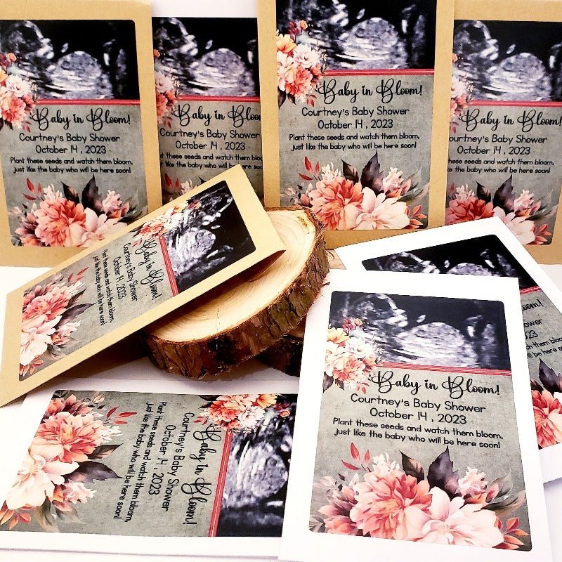 Custom Rustic Fall Sonogram Baby Shower Personalized Seed Party Favors - Favors Today