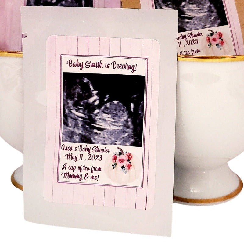 Add Your Sonogram Photograph Girl Baby Shower Tea Party Favors-4
