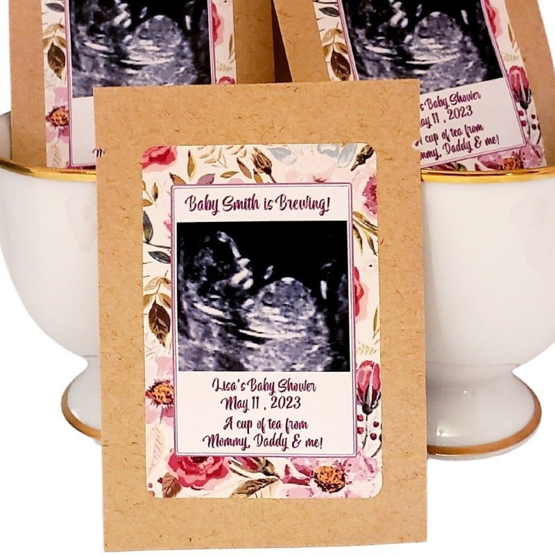 Girl Baby Shower Sonogram Photograph Personalized Tea Bag Favor - Favors Today