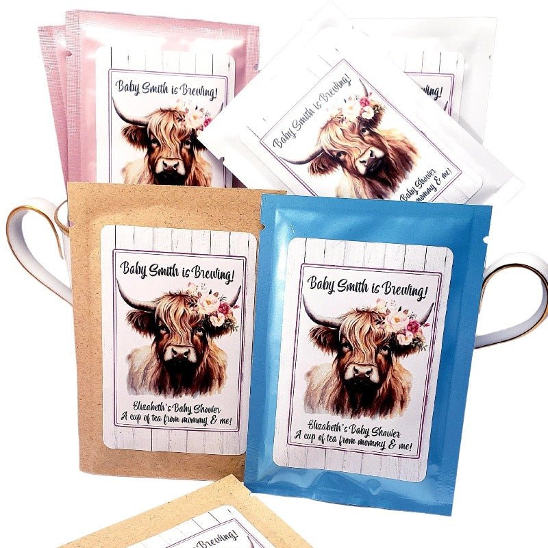 Highland Cow Party Favors Personalized Tea Bag Gift Favor-1