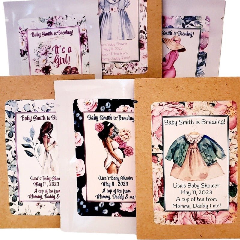 Its A Girl Personalized Baby Shower Tea Bag Favors Many Options - Favors Today