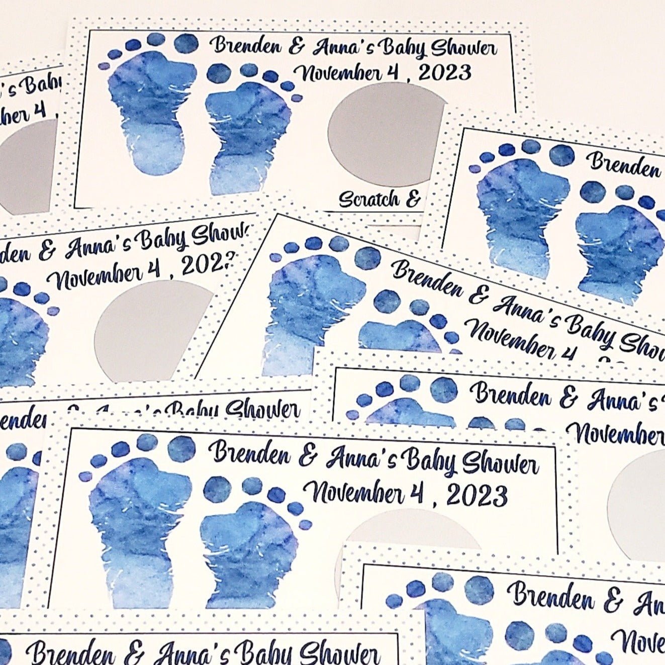 Personalized Baby Feet Baby Shower Scratch Off Game Cards - Favors Today