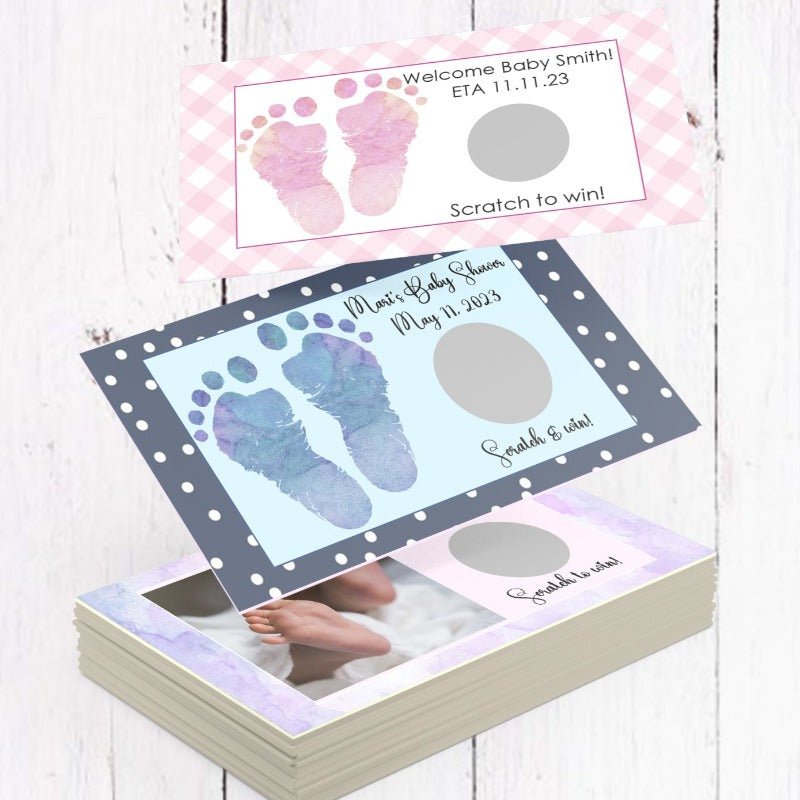 Personalized Baby Feet Baby Shower Scratch Off Game Cards - Favors Today