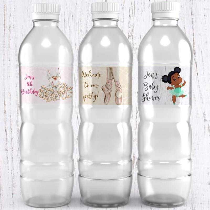 Personalized Ballet and Dance Party Waterproof Water Bottle Labels - Favors Today