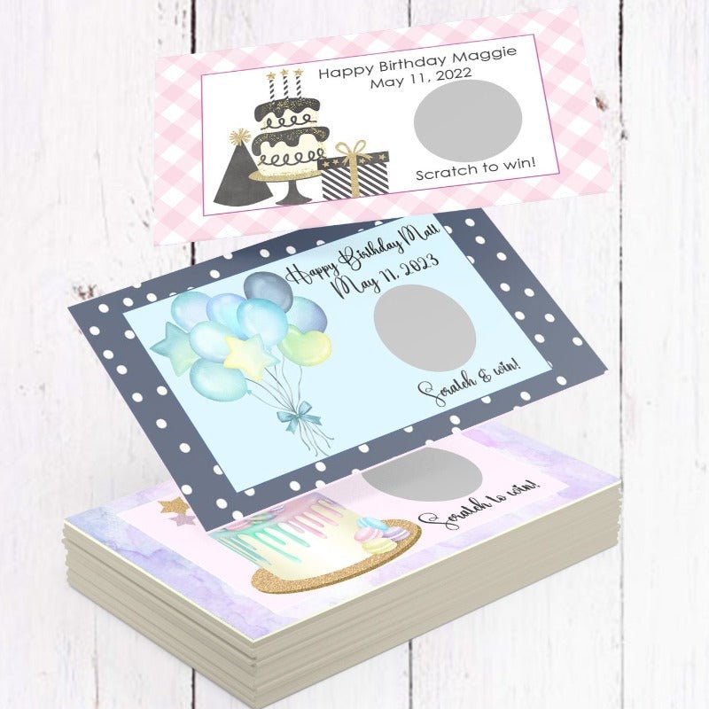 Personalized Birthday Party Scratch Off Game Cards - Favors Today