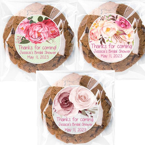 Personalized Blush Pink Coral Peach Floral Cello Favor Bags Many Options - Favors Today