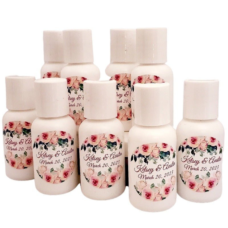 Personalized Blush Pink Coral Peach Floral Hand Lotion Party Favors - Favors Today