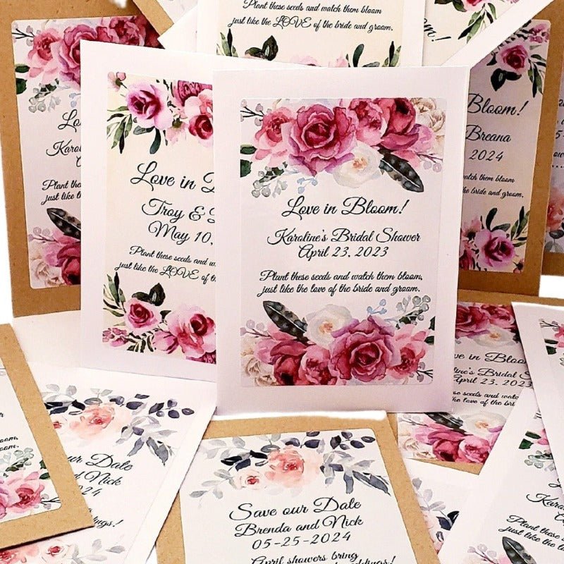 Personalized Blush Pink Coral Peach Floral Seed Packet Favors - Favors Today