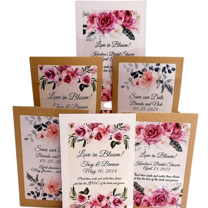 Personalized Blush Pink Coral Peach Floral Seed Packet Favors - Favors Today