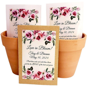 Personalized Blush Pink Coral Peach Floral Seed Packet Favors Many Options - Favors Today