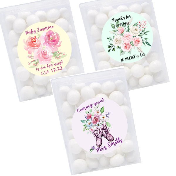 Personalized Blush Pink Coral Peach Floral Tic Tac Mint Party Favors - Favors Today
