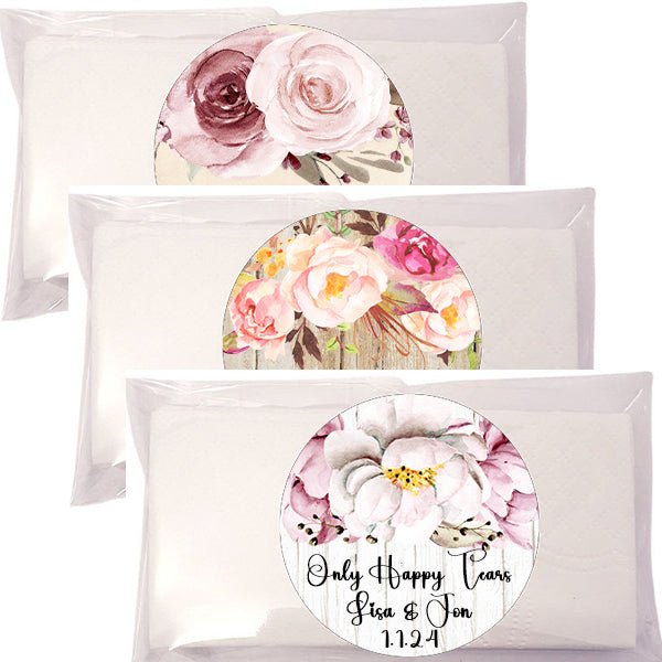 Personalized Blush Pink Coral Peach Floral Tissue Pack Favors Many Options - Favors Today