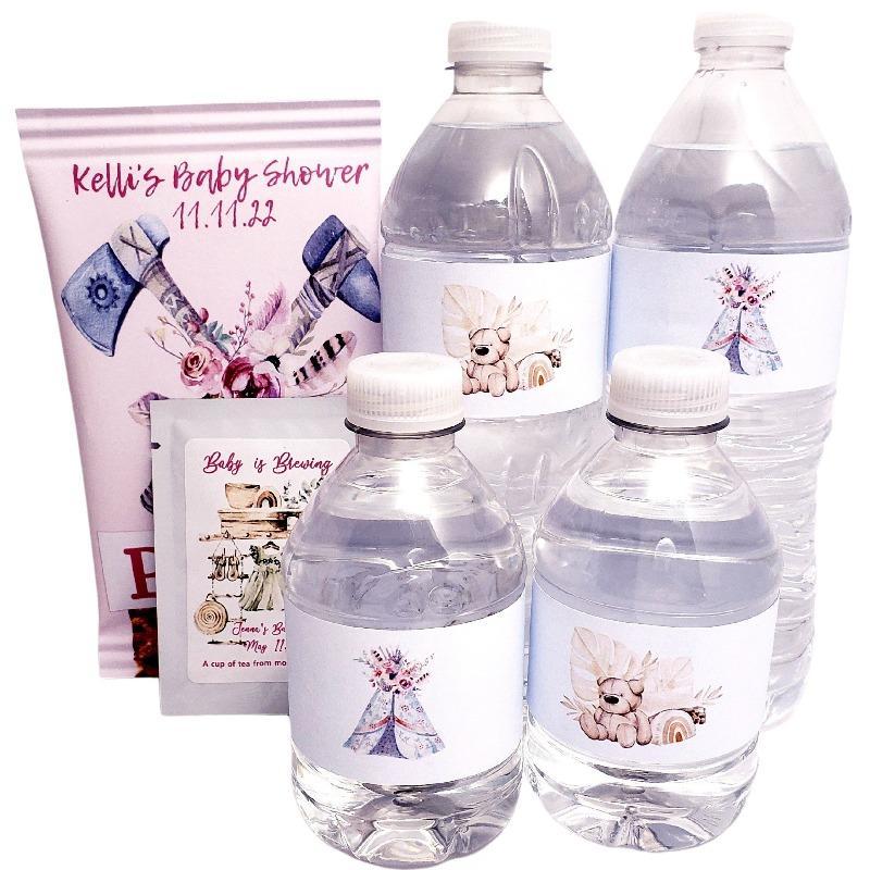 Personalized Boho Chic Waterproof Water Bottle Labels Many Options - Favors Today