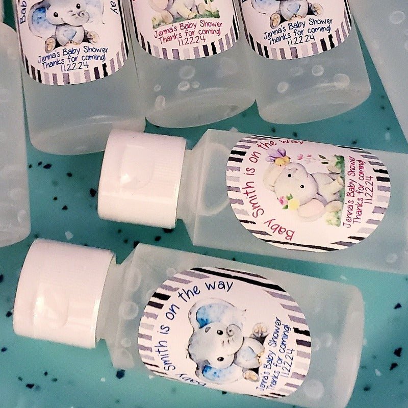 Personalized Boy and Girl Elephant Theme Hand Sanitizer Party Favors - Favors Today