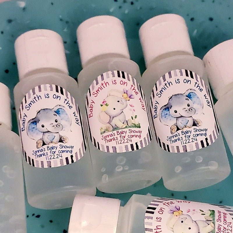 Personalized Boy and Girl Elephant Theme Hand Sanitizer Party Favors - Favors Today