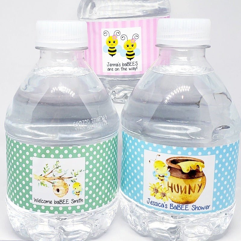 Personalized Bumble Bee Waterproof Water Bottle Labels Many Options - Favors Today