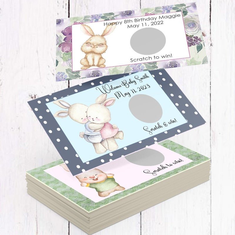 Personalized Bunny Rabbit Scratch Off Game Cards - Favors Today