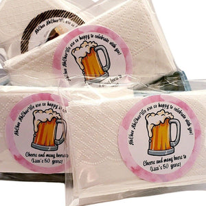 Personalized Cheers and Beers Birthday Party Tissue Favors - Favors Today