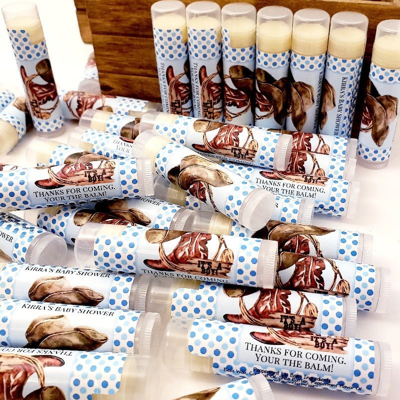 Personalized Cowboy Baby Shower Lip Balm Chap Stick Party Favors - Favors Today