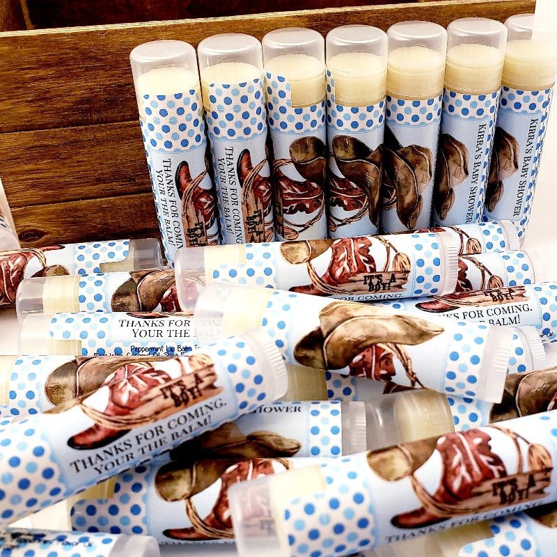 Personalized Cowboy Baby Shower Lip Balm Chap Stick Party Favors - Favors Today