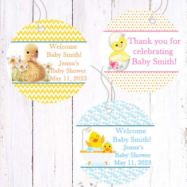 Personalized Duck Rubber Duckie Thank You Favor Tags - Favors Today