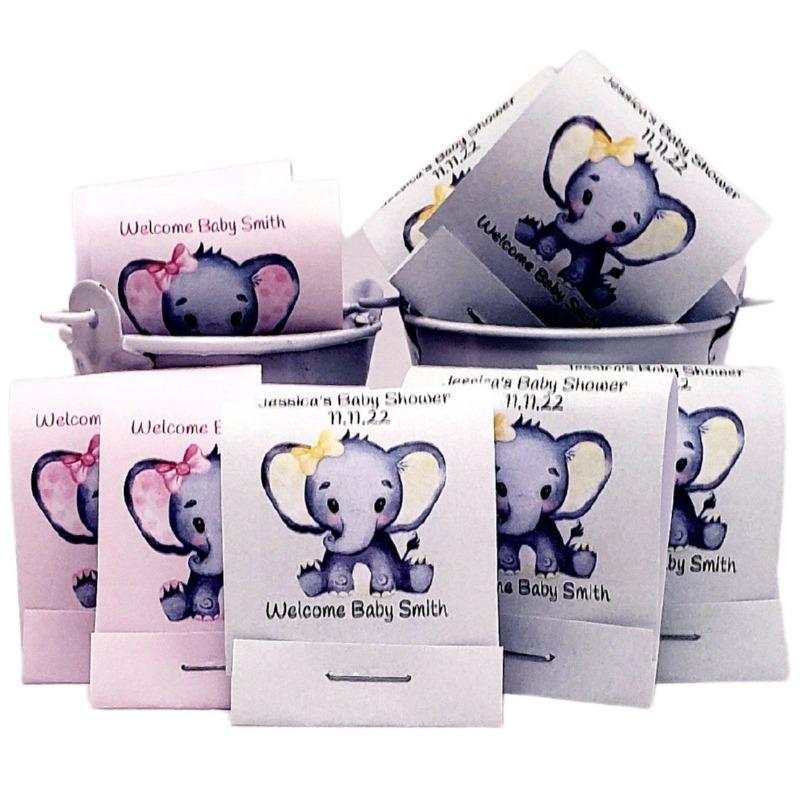 Personalized Elephant Matchbook Mint Party Favors - Favors Today